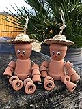 hdg Set of 2 Clay Terracotta Flower Pot Men Bill & Ben Style (Small Size)) Garden Ornament