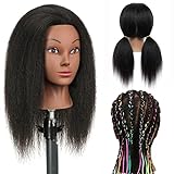 Ineffable 14"Training head 100% Real Hair Mannequin Head Training Head Cosmetology Doll Head Manikin Practice Head Hairdresser With Free Clamp Holder Female (B-14inch)