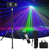Disco Lights, 5-in-1 Led DJ Light with Tripod Stand, Kaleidoscope Ball/Red Green Pattern/Sound Activated/Star Light/Strobe Effect, Portable Disco Ball for Gig Disco Party DJ Stage Lighting