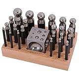 25PC Steel DAPPING Punch & Block Set with Wooden Stand for Craft Metal Shaping