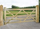 Cannock Gates Evington Farm/Field Style 5 Bar Gate - Pressure Treated Scandinavian Redwood - W3000 x H1200 mm