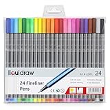 Liquidraw Fineliner Colouring Pens - 24 Pack | 0.4 mm Fine Tip | Assorted Vibrant Colours | Innovative Design Ideal for School, Work & Office Use | Easy Storage See-Through Wallet | Fade Resistant