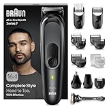 Braun All-in-One Style Kit Series 7 MGK7470, Beard Trimmer Men Rechargeable, 16-in-1 Kit for Beard, Hair, Manscaping & More, Hair Clippers Men Cordless, Mens Shaver and Beard Trimmer, Black