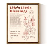 InSimSea Framed Canvas Wall Art Retro Poster Prints for Room Aesthetic, Vintage Inspirational Quotes Wall Decor, Daily Gratitude Posters Shelf Decor, Cute Sunflower Butterfly Home Decor Bedroom 8x10in