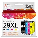 ejet 29XL High Yield Ink Cartridge Replacement for Epson 29XL for Epson Expression Home XP452 XP352 XP245 XP442 XP345 XP-255 XP-455 XP-245 XP-342 XP 352 XP 342 (Black Cyan Magenta Yellow, 5-Pack)
