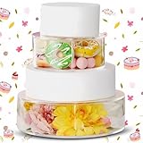 Cake Display Stand Acrylic Cake Stand Fillable Clear Cake Risers Stackable Centerpiece Cake Display Boxes 10cm High, 2PCS Round Dessert Display Stand for Wedding Birthday, 15cm+25cm