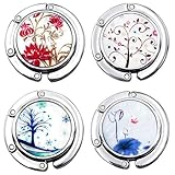 FGXY 4pcs Handbag Hooks, Folding Handbag Hanger, Folding Section Storage, Table Hook Purse Bag Holder, Can Withstand 3-5kg, for Women Girl Bag Organizers Storage Decor Gift (Flower)