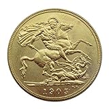 Chaenyu Britain 1 sovereign gold pound 1902-1910 9 kinds of replica gilded commemorative coins ornament souvenirs-1905