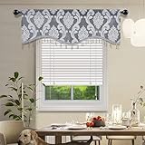 FLIPP Scalloped Curtains - 52W x 18L Inch Decoration Jacquard Swag Valance for Living Room Window, Rod Pocket Valance for Kitchen, Small Windows (Color : C)