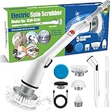 Electric Spin Scrubber, Power Scrubber with Adjustable Extendable Arm & 5 Replacement Brush Heads, USB Rechargeable Cleaning Brush for Bathroom, Bathtub, Kitchen, Tile & Floor Scrubbing