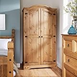 Home Source Corona Solid Pine Wood 2 Door Closet Wardrobe