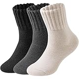 Wamicu Winter Womens Thermal Socks - Thick Wool Inner Soft Cosy, 3 Pairs Ladies Crew Work Hiking Warm Boot Socks for Gifts UK Size 4-8.