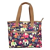 Lily Bloom Pattern Handbag for Women, Large Capacity Tote Bag Satchel Shoulder Bag, Elephant Rain, One Size