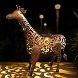 Garden Mile Metal Scroll Giraffe Figure Bronze Effect Solar Powered Garden Ornaments Outdoor With LED Lights Metal Silhouette Garden Animal Statues & Sculptures Versatile Outdoor Ornaments Decoration