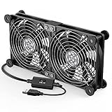 ELUTENG Computer Fan 120mm Dual Row 2 in 1 with 3 Adjustable Speed USB PC Fans 5V Electronics USB Cooling Fan with 8 Shock-Absorbing Feet for Cabinet/Router/PS5/Laptop/TV Box