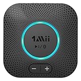 1Mii B06S Bluetooth 5.2 Receiver for Music Streaming System, Hi-Fi Wireless Audio Adapter for Stereo Receiver aptX HD aptX Low Latency, Bluetooth Receiver with Volume Control RCA/3.5mm Outputs