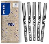 PILOT - Set of 5 V5 - Liquid Ink Rollerball - Black - Fine Tip