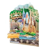 SANTORO Swing Card, 3D Pop Up Greeting Card - Barcelona - Gift for Her, Him, Birthday, Thank You, Travelling, Destination | Panorama with Sagrada Familia, Battlo House, Camp NOU Stadium