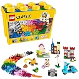 LEGO Classic Large Creative Brick Storage Box - Educational Building Toys w/Windows, Doors, Wheels and a Green Baseplate - Gift for 4+ Year Old Boys & Girls - Christmas Treat - 10698