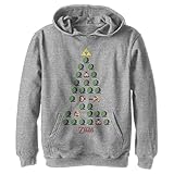 Nintendo Unisex Kid's Zelda Christmas Tree Hooded Sweatshirt, Athletic Mottled, XL