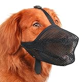 Mayerzon Dog Muzzle, Patented Soft Mesh Muzzle for Small Medium Large Dogs for Scavenging Biting Licking and Chewing, Allows to Pant and Drink (M, Black)