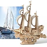 WDEC Wooden Puzzles 3D Mode, 3D Wooden Puzzle Mechanical Model, DIY Model Kits for Teens and Adults, Ideal Christmas and New Year Gift, Magnifique décoration de la maison (Sailboats)