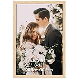 Giftgarden 12x8 Photo Frame, Sleek Thin Design Picture Frames 12x8 in Oak Color, Versatile Tabletop or Wall Displays