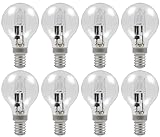 8 Pack 42W=(60W) G45 EcoClassic Golf Ball Bulbs, SES E14 Small Edison Screw, Traditional, Dimmable, 630Lm, 2700K Warm White, 230V, Mini Globe, Clear Round for Chandeliers, Lamps, Wall Lights, Pendants
