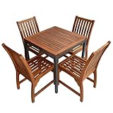 BrackenStyle Luxury Metal and Hardwood Outdoor Garden Patio Dining Square Set - Dorset 75cm Square Table & 4 Devon Side Chairs