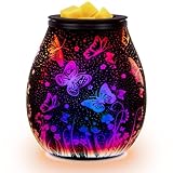 Bobolyn Glass Electric Oil Burner Wax Melts Burner Fragrance Scented Wax Candle Warmer Aroma Essential Oils Burner Melter for Home Office Bedroom Living Room Gifts - Butterfly