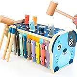 KIDWILL Montessori Toys for 1 Year Old Boys Girls Wooden Hammering Pounding Toys with Xylophone, Number Maze, Pounding Bench Educational Montessori Gift for 1 2 3 Year Old Boys Girls