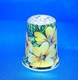 Porcelain China Collectable Thimble Primroses Gold Top
