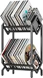 KEYSAFER Vinyl Record Storage Holder CD Rack 12 inches Album Holder Metal CD Display Stand Holds up to 160-200 LP, Book and Record Album Storage and Organizer,Easy to Assemble (Double)