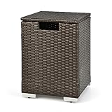 TANGZON Outdoor Fire Pit Table and Propane Tank Hideaway Table, 40,000 BTU Rattan Fire Pits with Lava Rocks, Side Handles & Waterproof Cover, Gas Tank Holder (Propane Tank Hideaway Table ONLY)