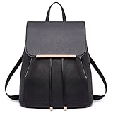 Miss Lulu Backpack Womens Fashion Backpacks Black Backpack Ladies PU Leather Waterproof Daypack Medium School Work Travel