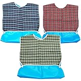 Adult Bibs, Adult The Eldly Bib Adult Washable Dining Bibs for Elderly, 3 Pack,Red,Green,Blue