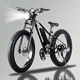 26" Electric Bikes for Adults Fat Tire Electric Mountain Bike with 36V 10.4AH Battery&250W Motor E-bike 21Speed with LCD Display Electric Commuter Bicycle for Men and Women (26inch Fat Tire E-Bike)