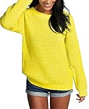 Crazy Girls Womens Ladies Baggy Long Sleeve Knitted Plain Chunky Top Sweater Jumper S-XL (S/M, Yellow)