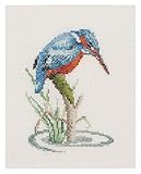 Thea Gouverneur - Counted Cross Stitch Kit - Kingfisher - Aida - 14 Count - Embroidery Kit for Adults - DMC Embroidery Threads and Other Cross Stitch Supplies Included - 574A