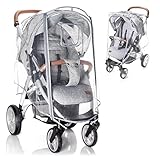 Zamboo Universal Rain Cover for Pushchair and Pram with Zip Opening - Transparent Weather Shield for Stroller and Buggy
