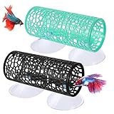 Betta Fish Tunnel Tube 2 PCS Betta Fish Toys, Black Bettas Fishs Tunnel Hammock Bettas Tunnels Swim Tube, Soft Edged Bettas-Hammock Bed Bettas-Tank Accessories with Suction Cups for Crayfish Shrimps