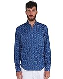 Poggianti 1958 Floral Print Shirt Soft Collar. Shirt5-Floral-Blue - - 38