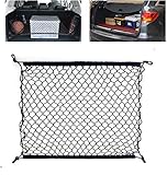 Car Cargo Net, Adjustable Elastic Organizer, Nylon Trunk Storage Net, Universal Fit for Car Boot Vehicle Van SUV (27.5'' x 27.5'')