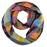 LA HAUTE Women's Checkered Infinity Loop Scarf with Zipper Pocket Secret Hidden Pocket Travel Cashmere Snood Shawl