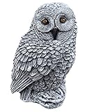 Stone Style Owl Figurine - Cast Stone Owl, Frost Resistant, Weatherproof Garden Ornament