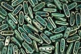 5g CzechMates Beam Beads Persian Turquoise Bronze Picasso Three Hole 10x3x2mm Unique Beading Supplies Jewellery Making Czech Republic