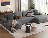 DURASPACE 126.2'' Modular Sectional Sofa, Convertible U Shaped Cloud Couch with Memory Foam, Corduroy Boneless Sectional Couches for Living Room, No Assembly Required (Gray)