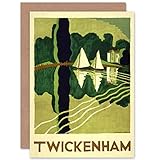 Wee Blue Coo TRAVEL TOURISM TWICKENHAM LONDON THAMES BOAT RIVER BLANK GREETINGS CARD