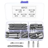 PH Bit Set, 40 Pcs PH1 PH2 PH3 Bits, Phillips Screwdriver Bit Set, Security Bit Set, Impact Driver Bits, Precision Security Bits, CR-V 1/4" Hex Drive Hex Shank Screwdriver Bits PH Bits Set