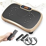 Dripex Vibration Plate Exercise Machine, Whole Body Workout Fitness Vibration Plate, Vibration Power Plate with Resistance Bands,Slim Vibration Platform for Home Training & Shaping,99 Levels-Gold